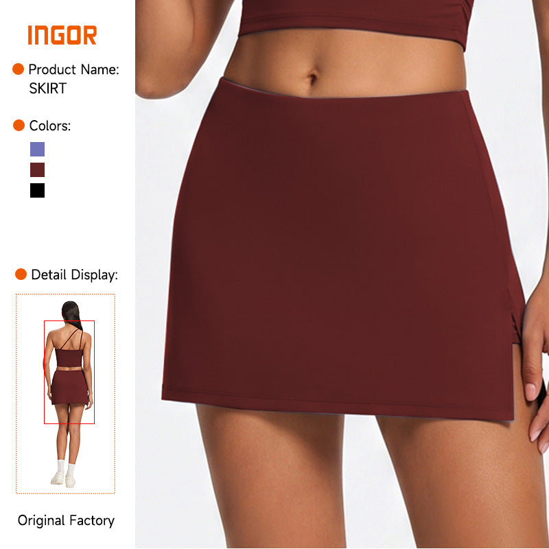 summercasual tennis skirt suit side slit sports skirt outdoor running tight yoga suit suit