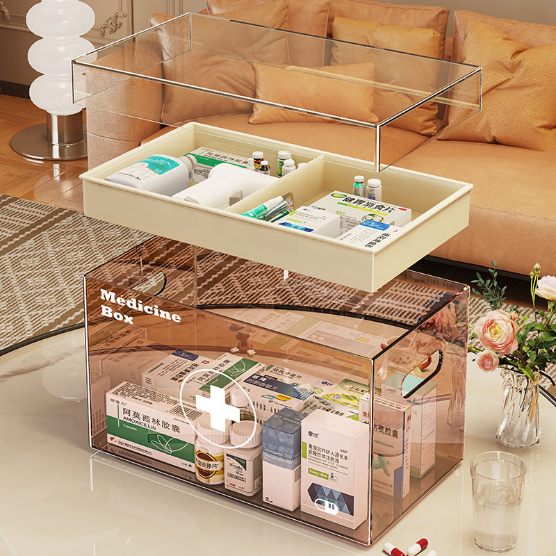 Multi-layer medicine box household home medical box partition storage medicine box storage box double-layer transparent portable medical box