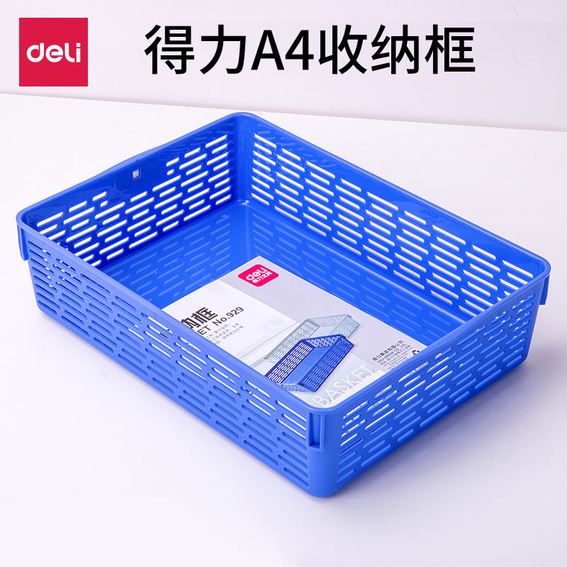 Deli 929 Blue Plastic A4 Document Basket Data Box Storage Basket Document Basket Data Basket Invoice Basket Official Document Basket