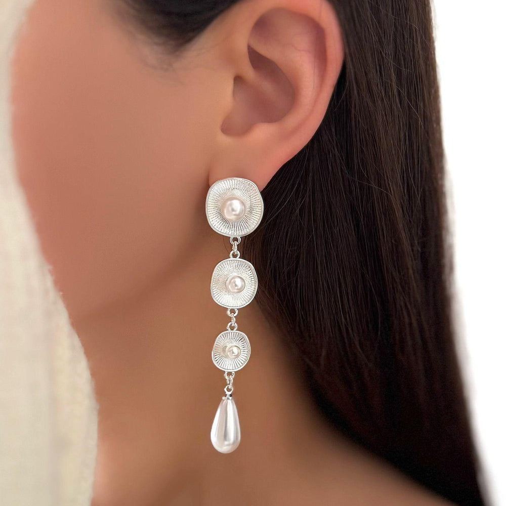 Pearl earrings wholesale european and american cross-border jewelry round tassel niche earrings exaggerated stylish long water drop earrings