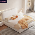 Cashmere fabric bed accessible luxury master bedroom double bed small apartment modern casual princess bed scandinavian style grids soft bed