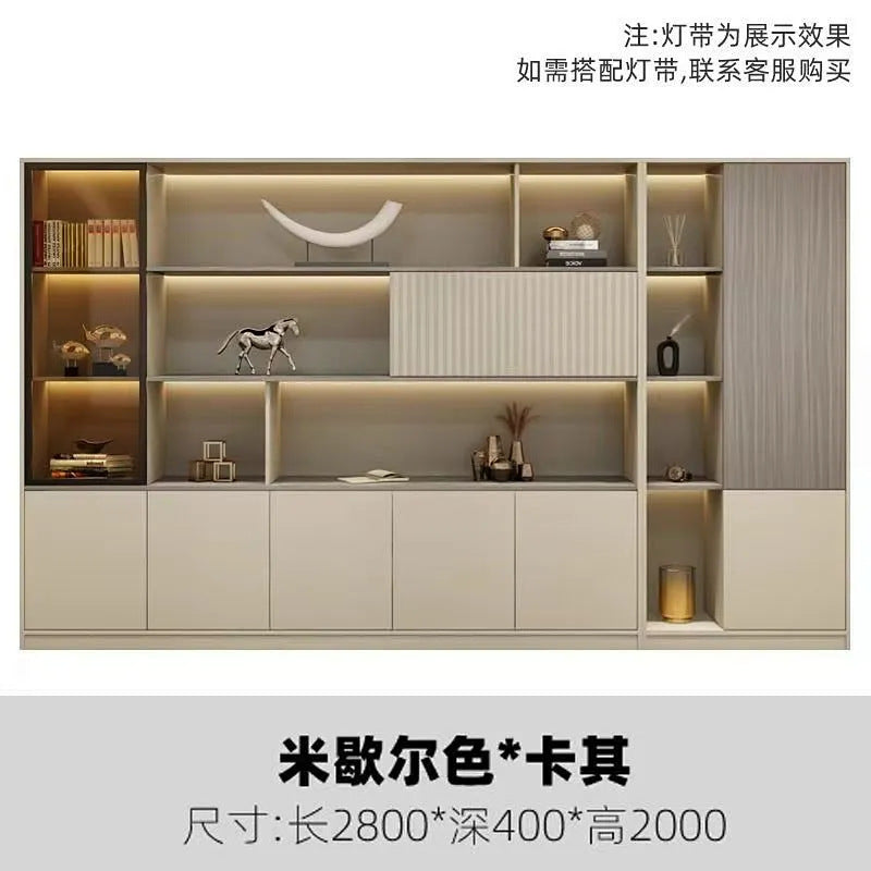 Office bookcase boss background cabinet file cabinet wooden information cabinet storage storage wall floor cabinet