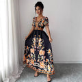 spring new arrival: v-neck ethnic print satin wrap maxi dress