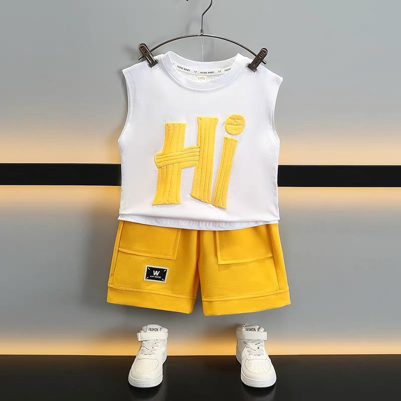 Boys' sleeveless summer outfit set -  new arrival - stylish boys' activewear for toddlers and young children - wholesale summer clothing