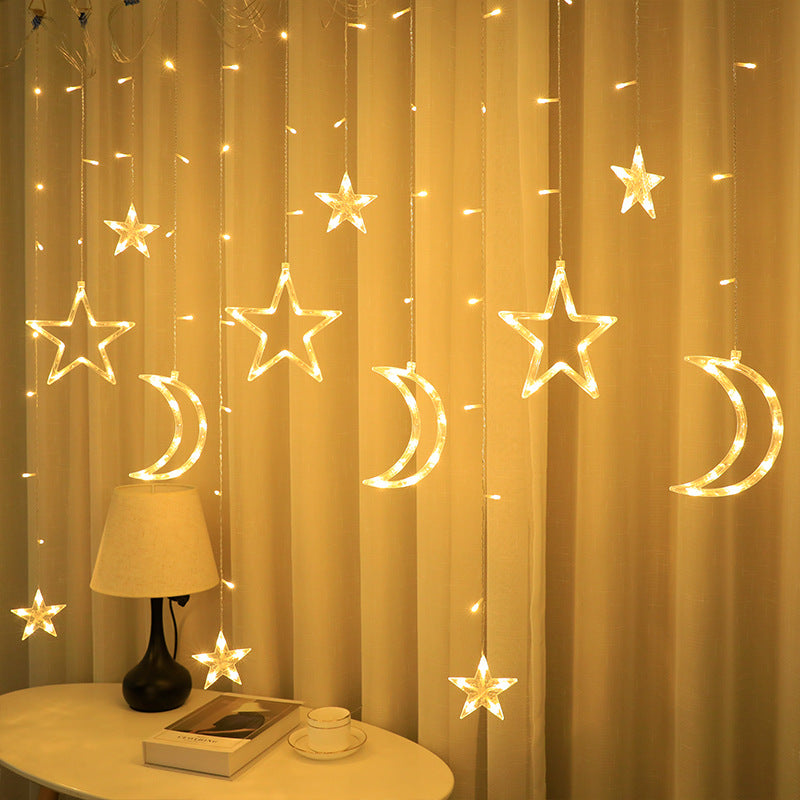 LED Muslim stars, moon, small colorful lights, flashing lights, gypsy stars, curtain lights, room and bedroom decoration lights