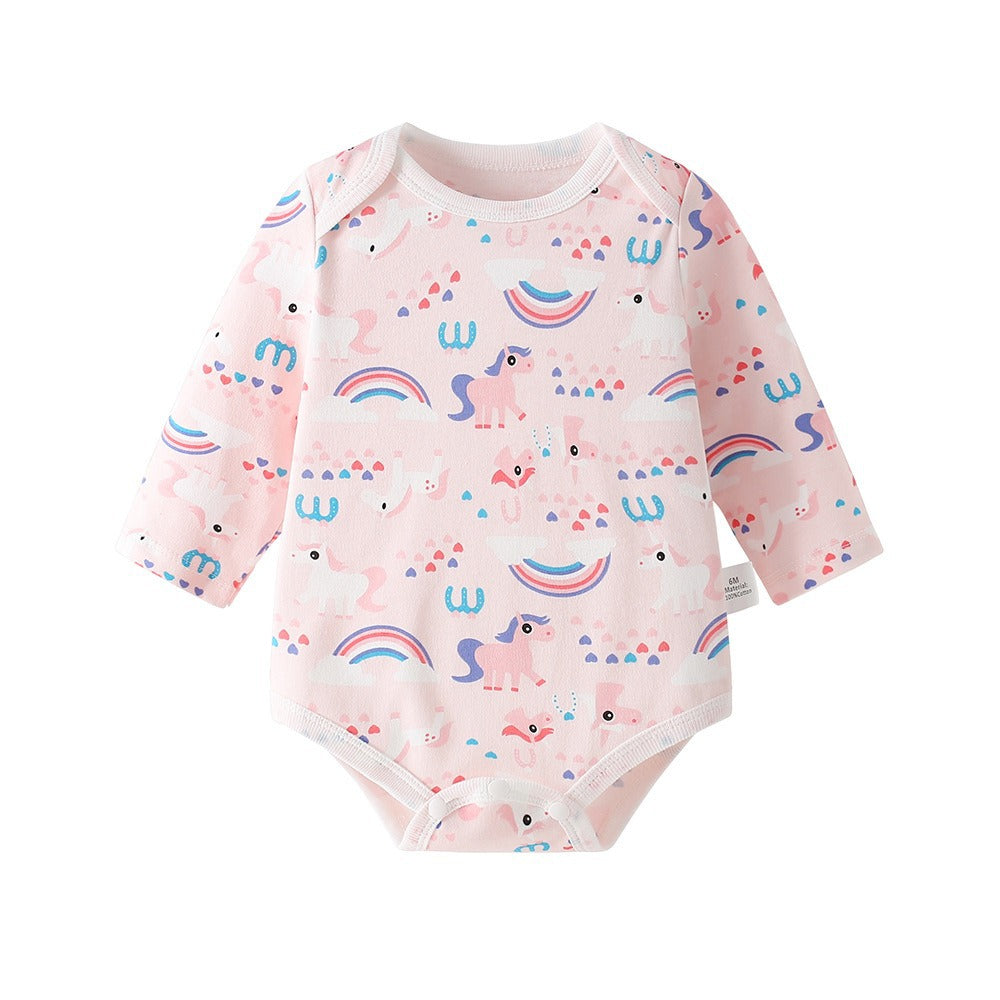 baby romper spring autum triangle crawling short-sleeved male and female baby cotton 0-1 year old one-piece girl butt-covering clothes