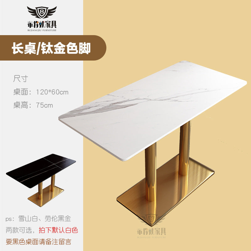 Bar table and chair combination, rock slab canteen dining table, commercial milk tea shop long table, reception and negotiation, cafe small round table