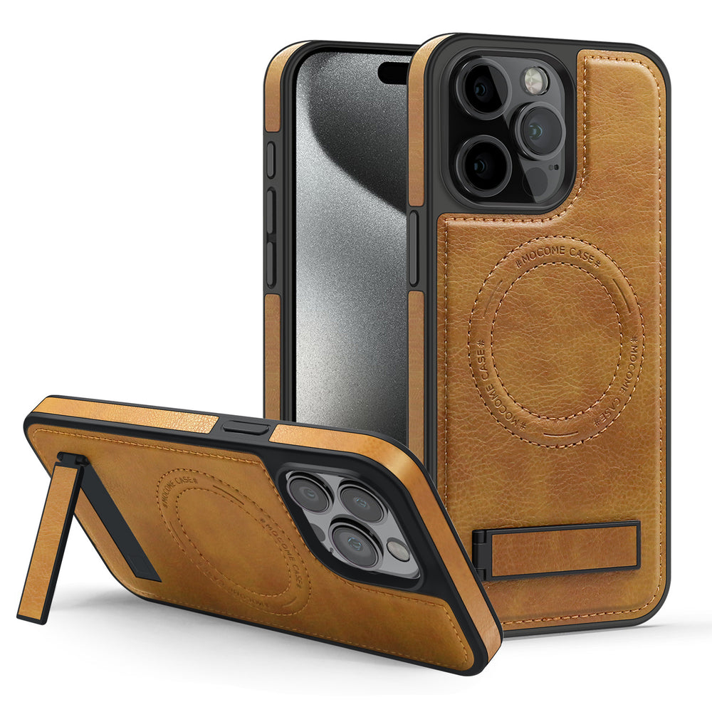 Leather stand foreign trade model compatible with iphone 16 phone case apple 17 pro max crystal shield magnetic protective cover 14
