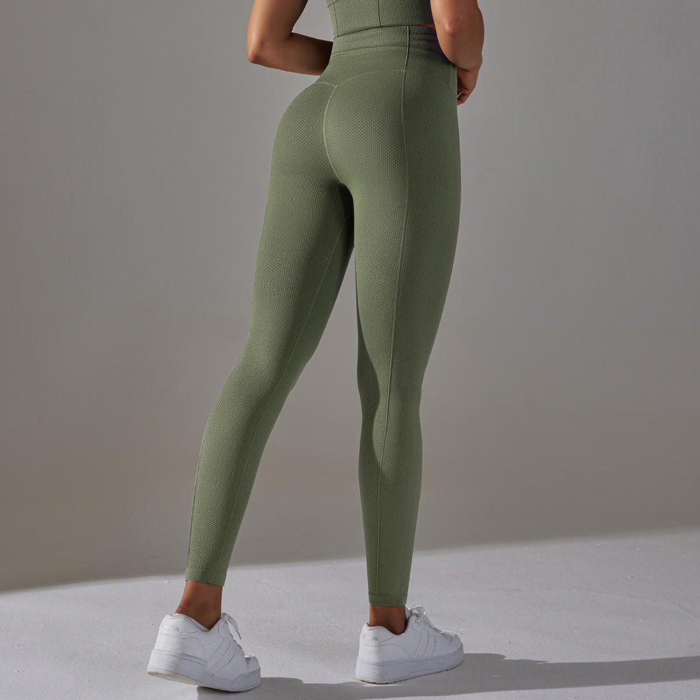 European and american cross-border new seamless five-piece jacquard knit yoga set - high-waisted, butt-lifting leggings, workout outfit