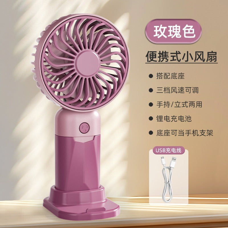 Handheld mini fan - portable, rechargeable, usb powered, silent desktop fan for office, student dorm, and travel