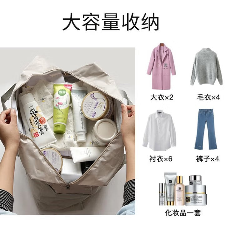 Oxford cloth aircraft standard travel bag solid color small fresh round standard tie rod bag folding travel clothing storage bag wholesale