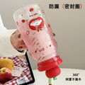 Summer new plastic water bottle for girls - stylish straw cup with tea compartment, high temperature resistant, portable kids' plastic cup
