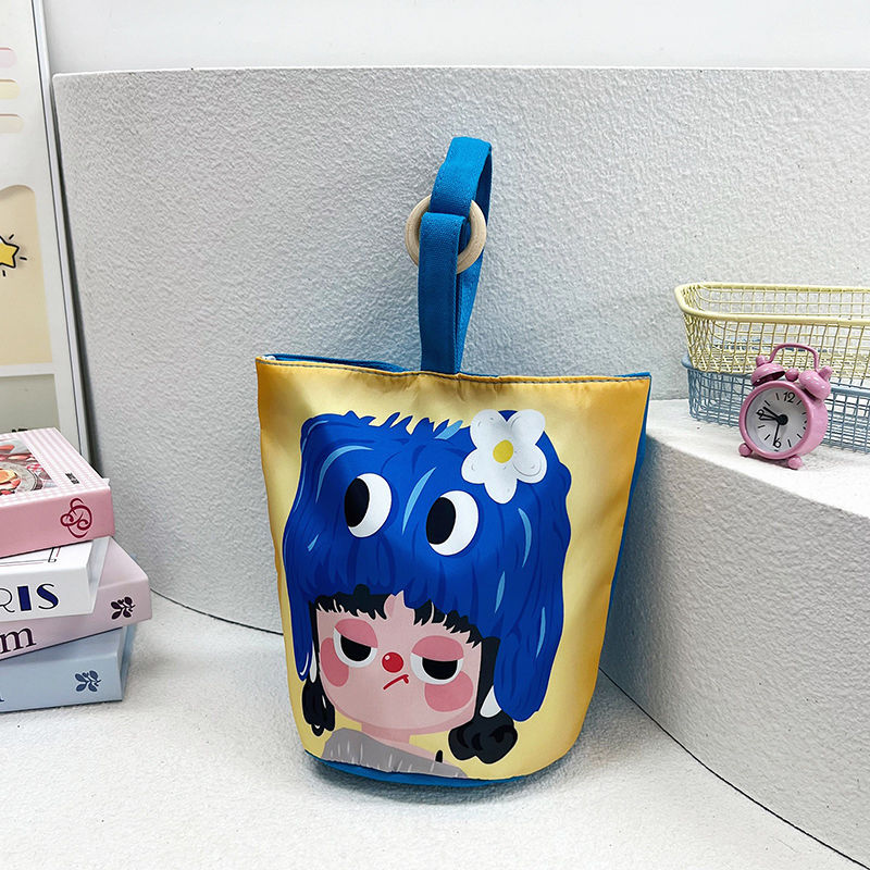 Kids hand-held lunch bag cute forest style lightweight work satchel bag for mothers to travel large capacity canvas bucket bag