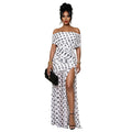 C7743 cross-border   fashion women's polka dot slit party vacation bodycon dress