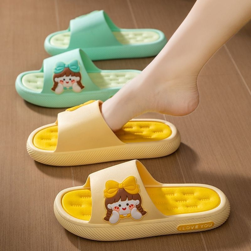 Thick sole slippers women's summeroutwear2025new arrivalcute home indoor non-slip bathroom bath sandals women's slippers