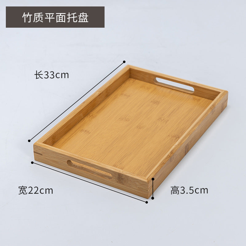 Accessible luxury retro nanzhu tea tray tray bamboo commercial rectangular tea tray pastry handle bbq serving plate