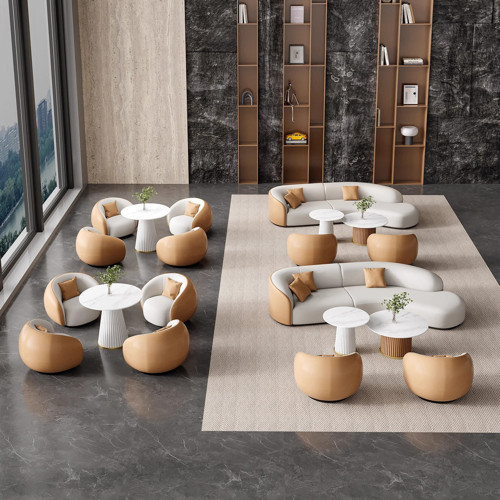 Special-shaped sofa suit combination living room casual modern small apartment high-end cream technology cloth sofa curved cloth