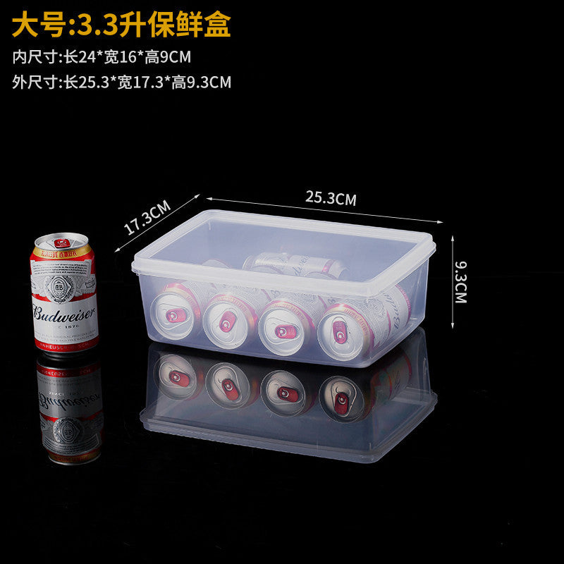 Rectangle transparent crisper food grade sealed box with lid refrigerator storage box kitchen plastic box lunch box wholesale