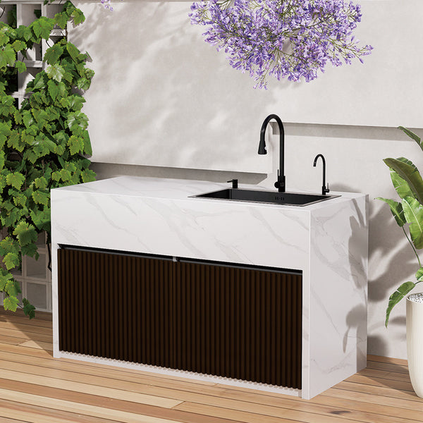 Foshan factory outdoor balcony rock slab bar counter waterproof and sunscreen against the wall grid fence courtyard open-air sink customization