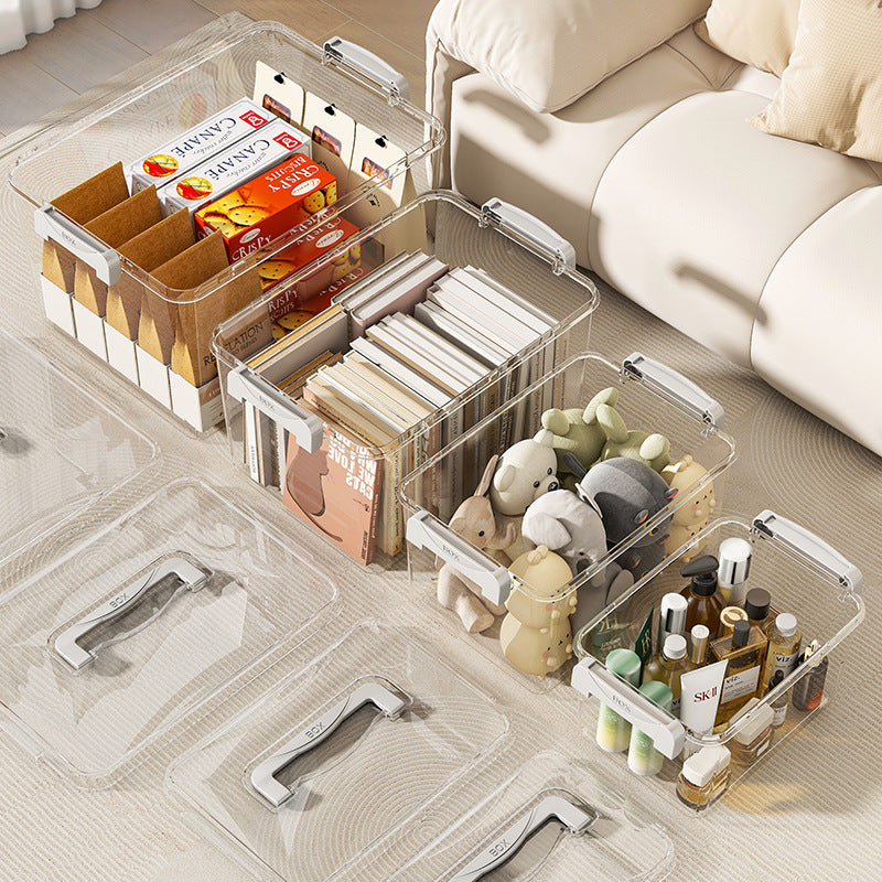 Cross-border household portable storage box Multifunctional thickened finishing box Snacks Lego toys PET transparent storage box