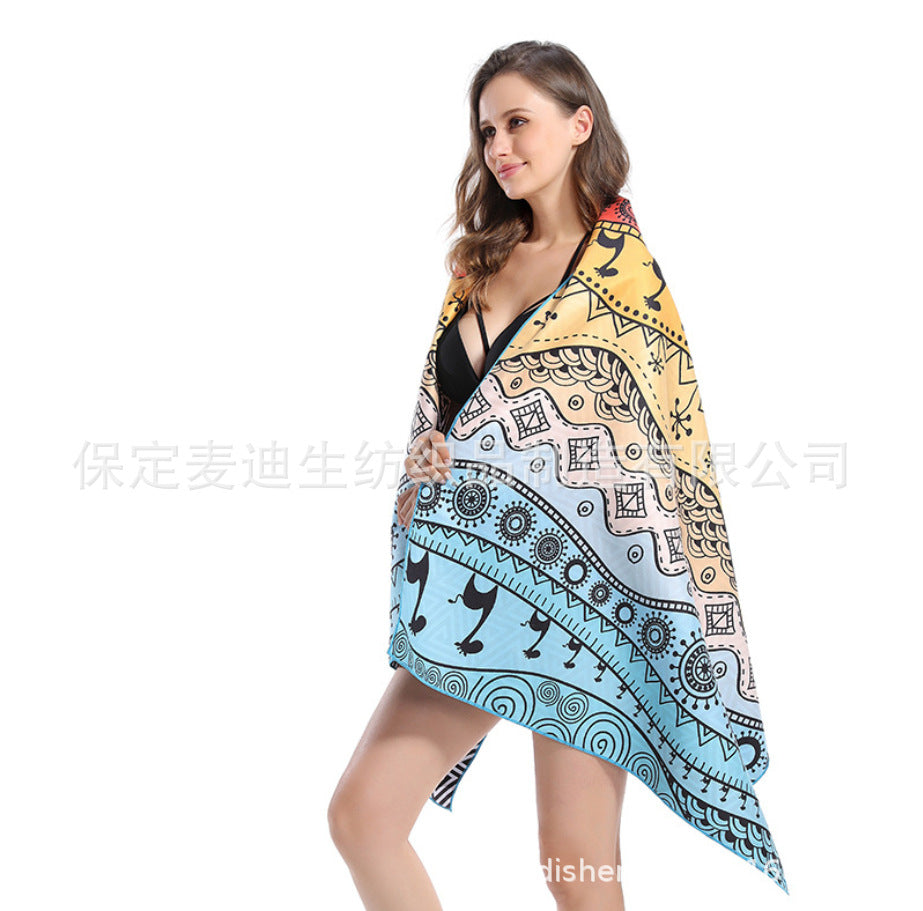 Factory wholesale full-page printed sand-free beach towel, soft, absorbent, quick-drying, mesh bag packaging, advertising cheerleading bath towel