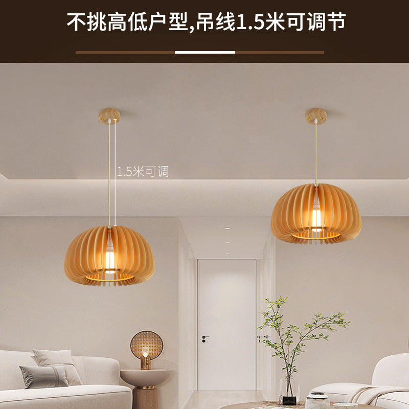 Zhongshan lighting manufacturers creative minimalist study restaurant B & B bar living room Nordic bedroom wood pumpkin chandelier