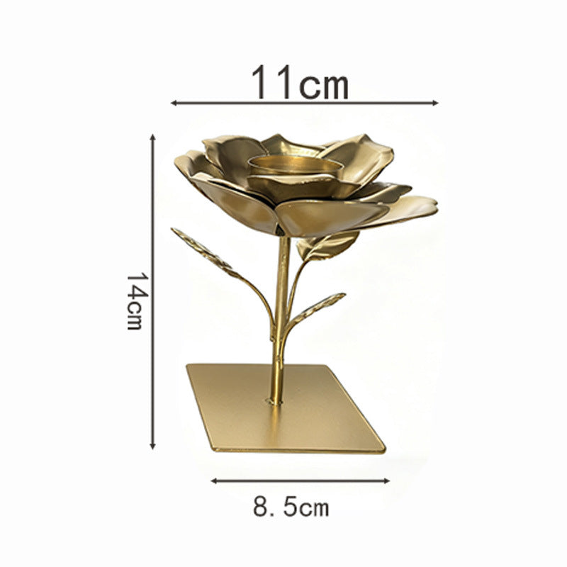 Decorative tea light candle holder, iron art floral design, rose gold candlestick, modern tea light candle holder, suitable for kitchen
