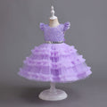 new arrival flutter sleeve children's formal dress tulle princess dress girls' piano performance dress kids dress
