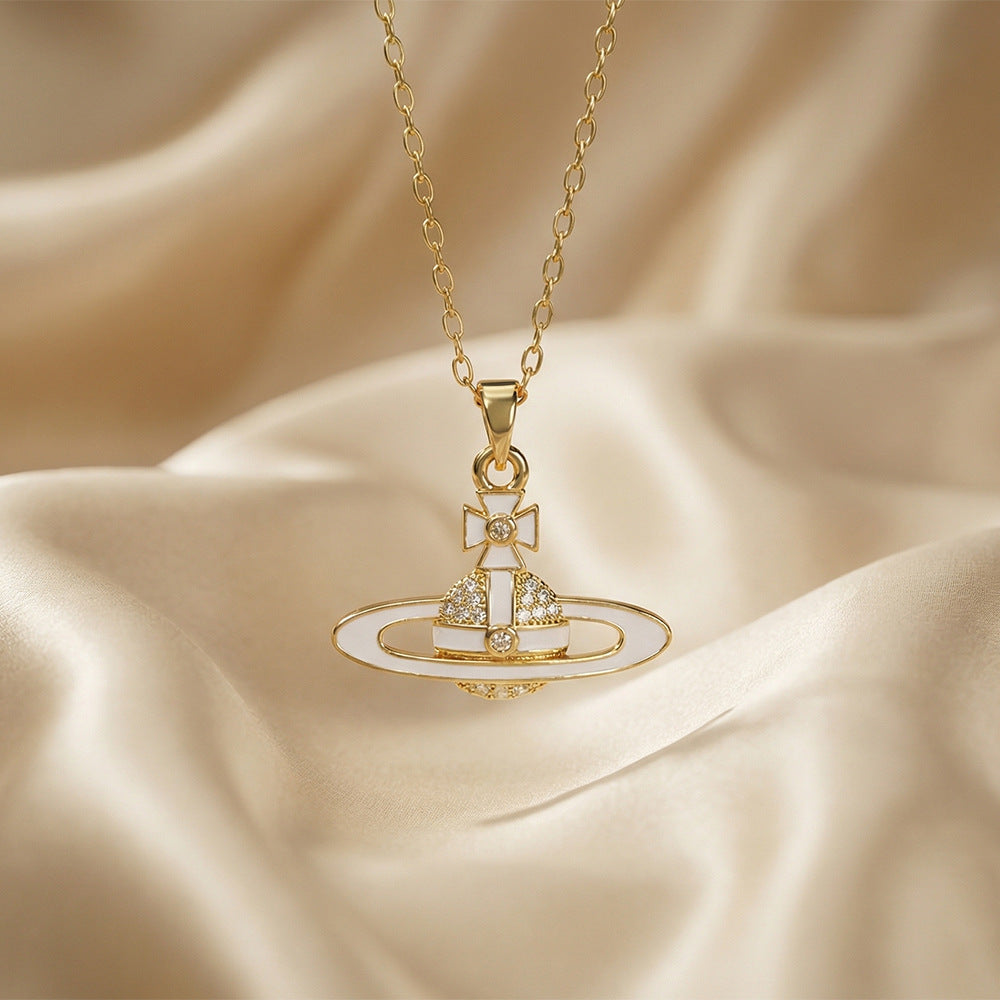 Popular hot-selling zirconium-inlaid classy necklace, accessible luxury, niche women's versatile elegant, simple, non-fading clavicle chain jewelry