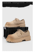 Derby shoes 2026 new spring low ankle boots men's retro workwear shoes thick sole heightened mickey casual leather shoes
