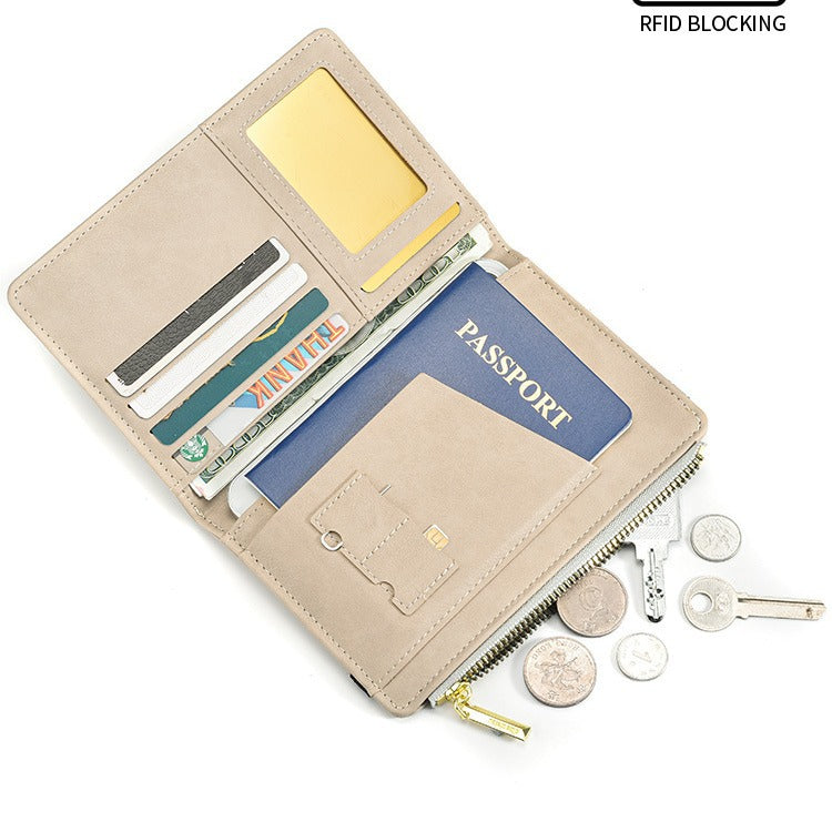 RFID anti-theft brush, multi-functional passport bag, men's and women's ID holder, passport holder, wallet, overseas ID bag, card bag.