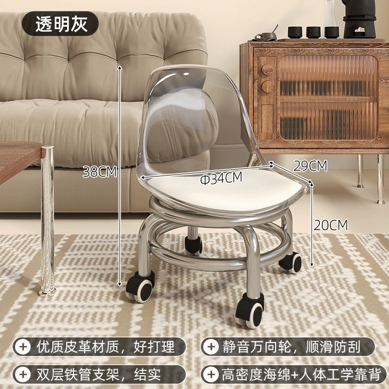 Popular for homemultifunctional beauty seam round stool chair pulley low stool universal wheel small stool with wheels rental room stool