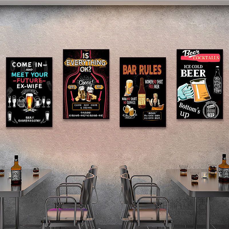Beer painting industrial style bar decoration painting music dining bar KTV box izakaya pub barbecue shop mural
