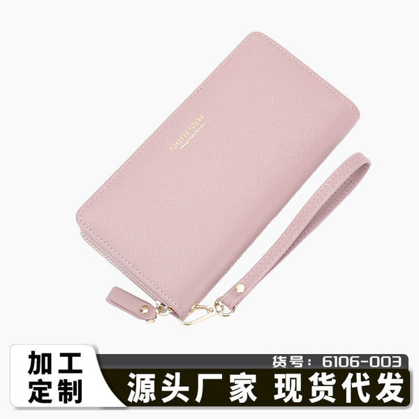 OEM processing customized women's wallet, high-end long change bag, large-capacity clutch bag, women's versatile