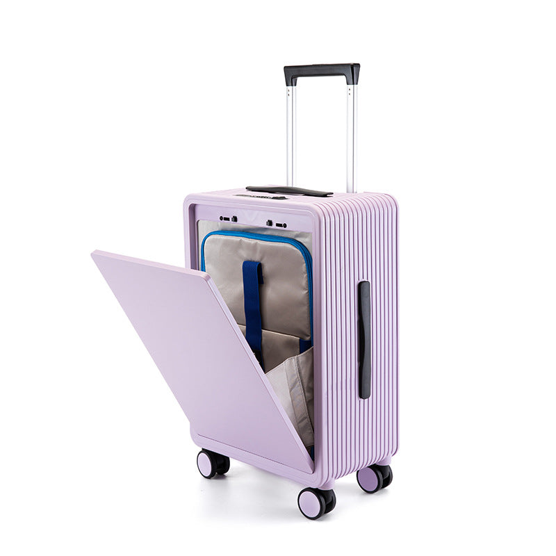 Small business mini lightweight small suitcase travel pc front open cover universal wheel silent 20 inch suitcase