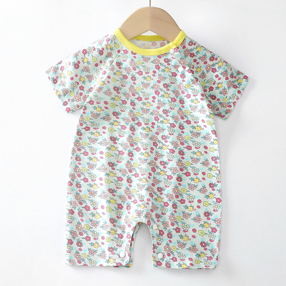 Baby clothes summer thin pure cotton air-conditioning clothes pajamas newborn baby short-sleeved onesie baby outing khaki crawling