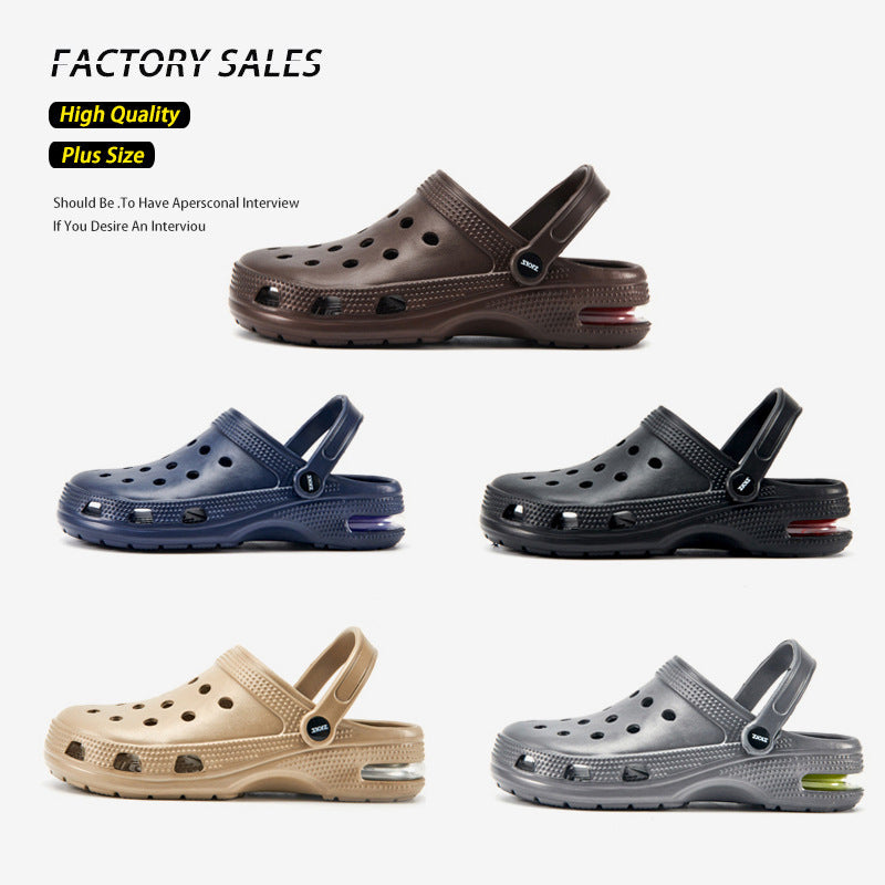 Cross-border large-size air cushion slippers men's summer sandals outdoor hole shoes outside beach sandals household half mop wholesale