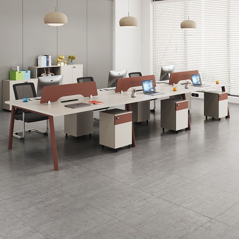 Minimalist modern screened desk with stool set - computer desk office furniture for employees and staff