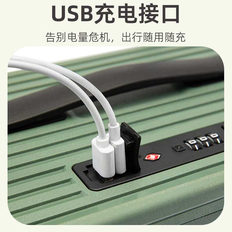 Small business mini lightweight small suitcase travel pc front open cover universal wheel silent 20 inch suitcase