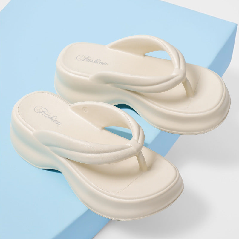 Thick sole flip-flops for women summeroutwear stepping on shit feeling eva heightening beach flip-flops easiest for matchcasual sandals