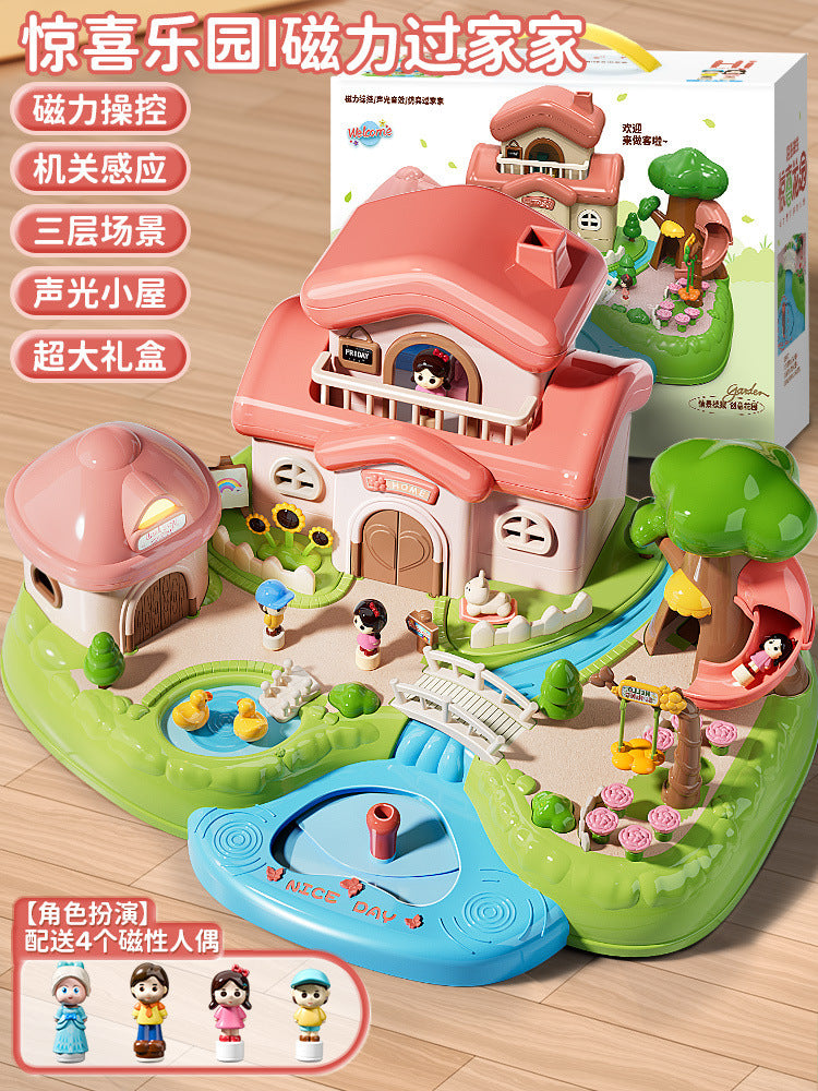 New arrival play house magnetic toy princess doll house small doll girl girl villa suit birthday gift