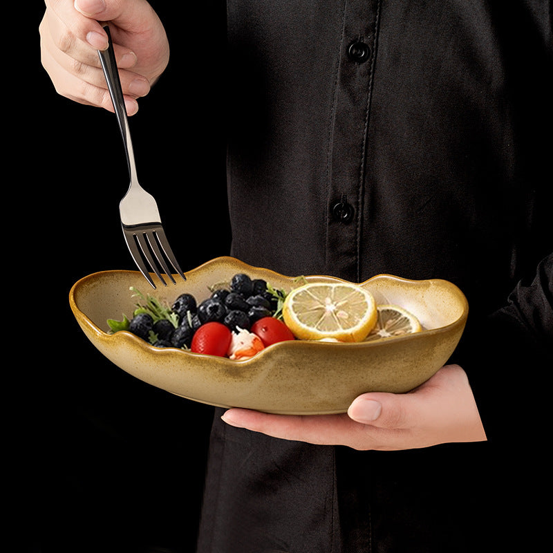 Stylishretro bowl restaurant hotel for homespecial shaped dessert bowl pastry rice bowl fruit salad dried fruit ceramic bowl