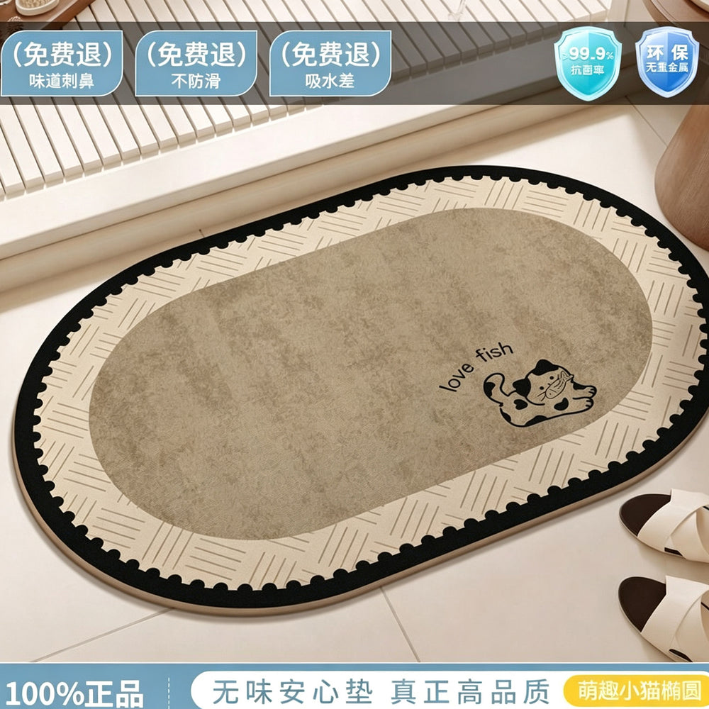 Diatom mud bathroom floor mat door absorbent quick-drying for home bathroom toilet foot mat medieval style wash basin non-slip