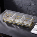Transparent ripple 3-compartment fruit bowl + iron stand, thickened plastic
