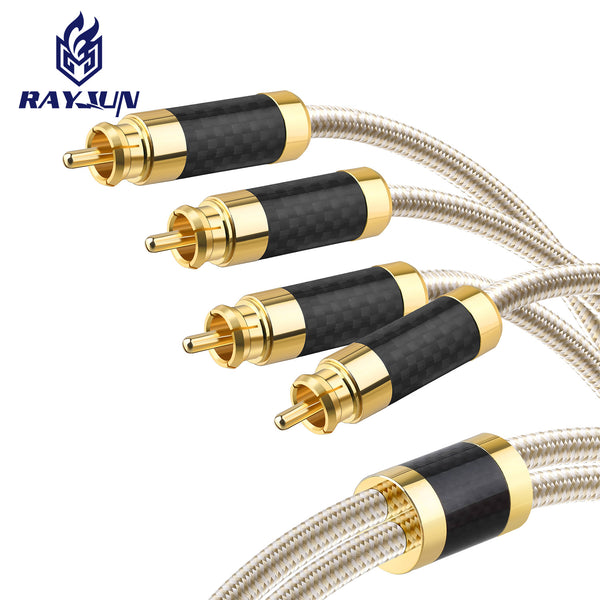 Carbon fiber audio cable Dual lotus DVD connection TV power amplifier audio speaker cable 2rca head two to two