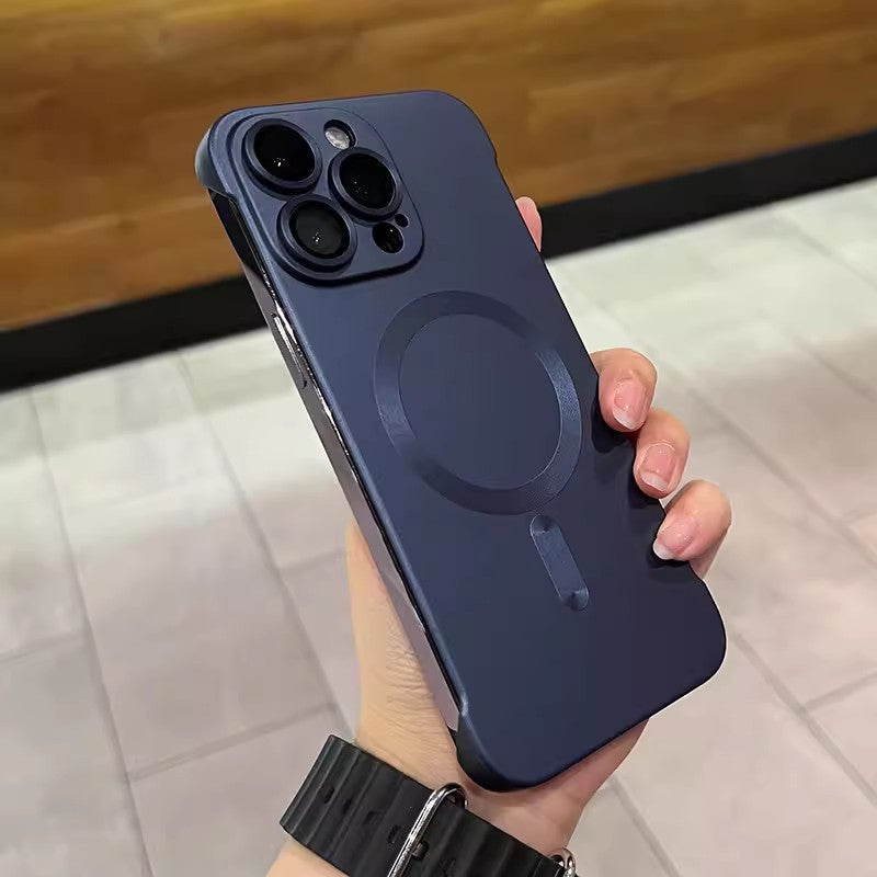 Ultra-thin frameless metallic paint magnetic suction suitable for iphone17pro mobile phone case apple 15 lens film protective cover