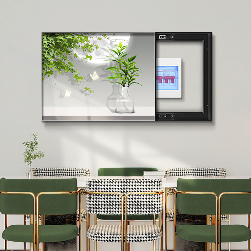 Modern simple meter box decorative painting green plant distribution box electric switch box living room switch box strong electric box blocking hanging painting