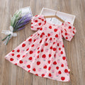 【matching family outfits】girls' cotton silk floral dress - princess style, stylish print, and puff sleeve skirt