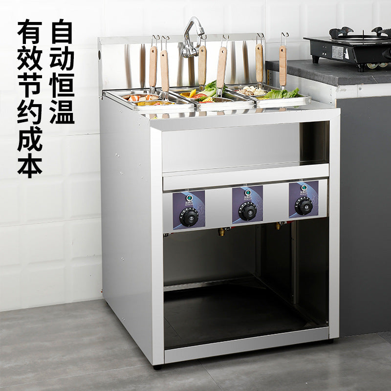 Commercial vertical stainless steel electric hot pot multi-function desktop soup stove with powder fence porous hot noodle pot canteen noodle stove