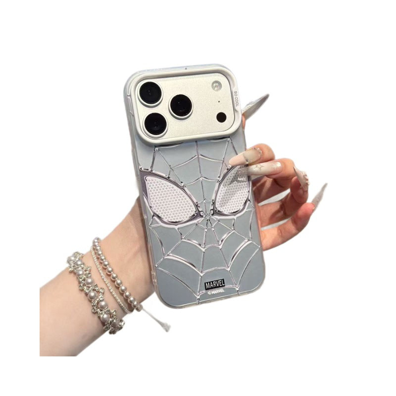 Suitable for apple 17pro silver edge spider-man spider web mecha trendy cool e-sports style iphone18 anti-fall mobile phone case
